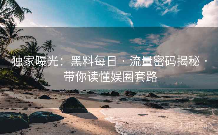 独家曝光：黑料每日 · 流量密码揭秘 · 带你读懂娱圈套路